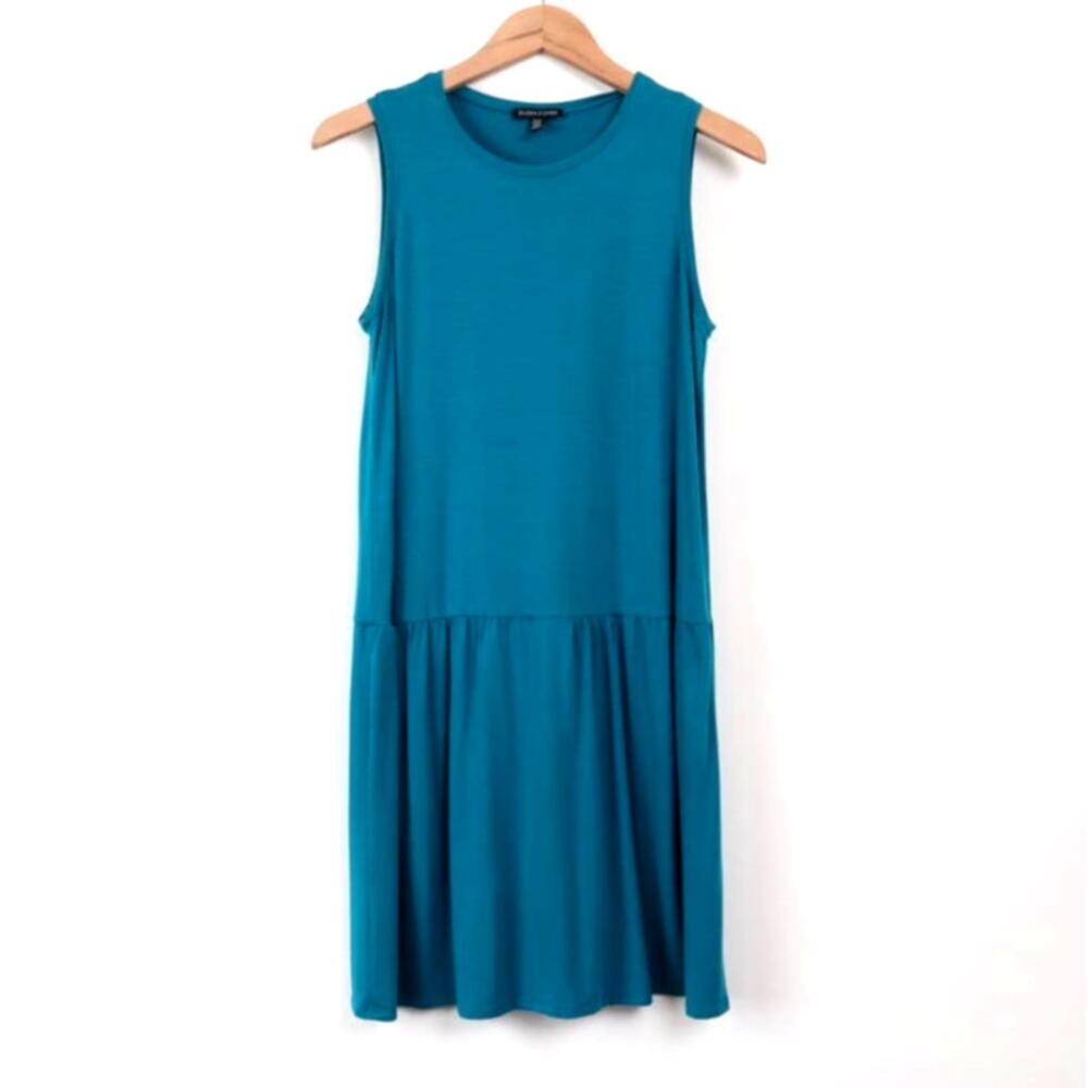 Eileen Fisher Size XS Sleeveless Drop Waist Tunic Dress Turquoise Blue